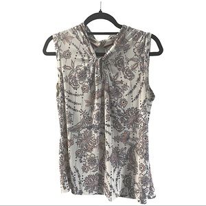 Tommy Hilfiger twist neck knot front floral print shell sleeveless blouse